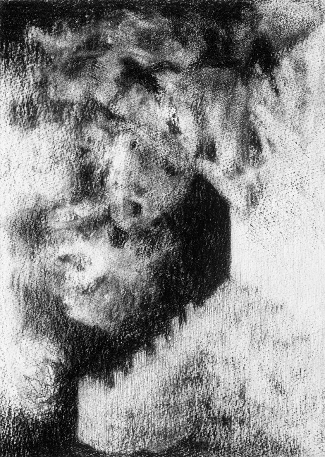 Inquiétante étrangeté VII, Fusain sur papier Fabriano, 32 x 23 cm, 2006. Collection privée, Australie